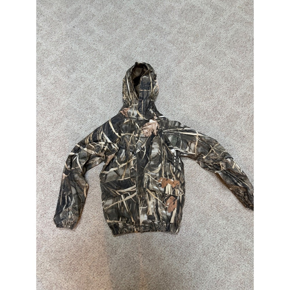 Stearns Dry Wear Advantage Max-4 HD Camo Hooded Rain Jacket Mens Small 8303